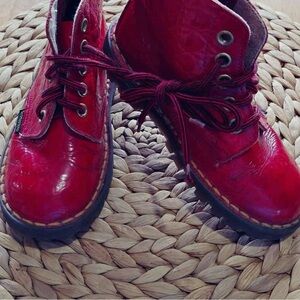 Dr Martens  kids Red Lace-Up Leather Boots